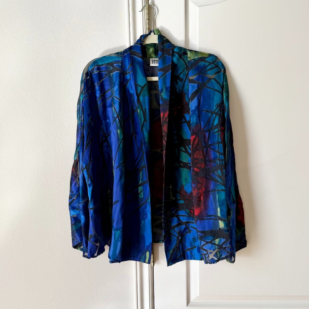 Chico's Silk Velvet Kimono Jacket Size M